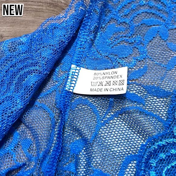 New Women's Soft Sexy Lace Blue Cheeky Panty - Size Small - Picture 3 of 5